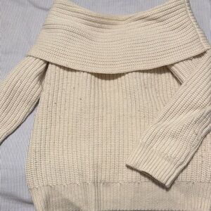 Aritzia Cream Off-Shoulder Sweater